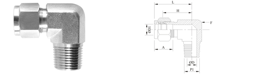 Stainless Steel Double Compression Male Elbow (Imperial) Fitting Exporter Manufacturer