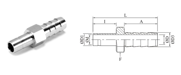 Stainless Steel Precision Pipe Tube to Hose Connector-Hose ID to OD Fittings Exporter
